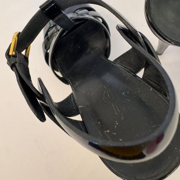YSL Tribute Sandal in Blk Patent Leather - Picture 14 of 15